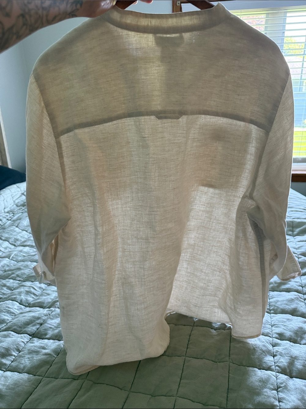 Kate Hill 100% Linen Button Front Top Cream Beige Plus Size 2X Lightweight - Picture 6 of 6